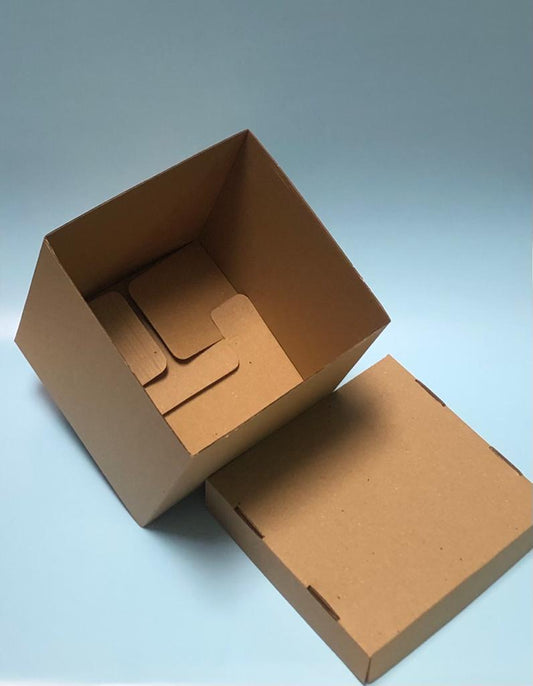 Caja Tapa y Base en Carton Microcorrugado Cafe Cafe de 19x19x19