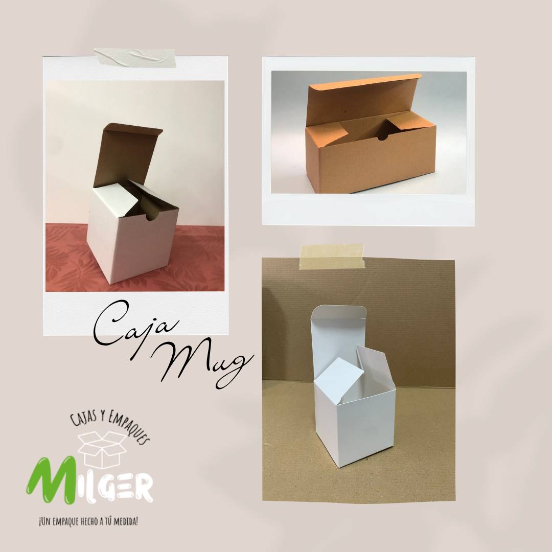 Caja Mug En Microcorrugado Cafe Cafe  Blanco Cafe y Cartulina.