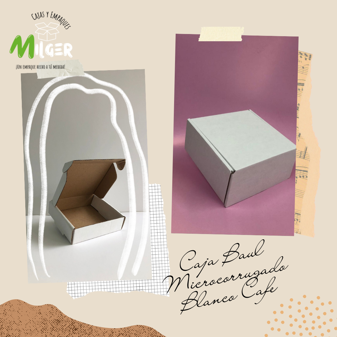 Caja Baul En Microcorrugado Blanco Cafe