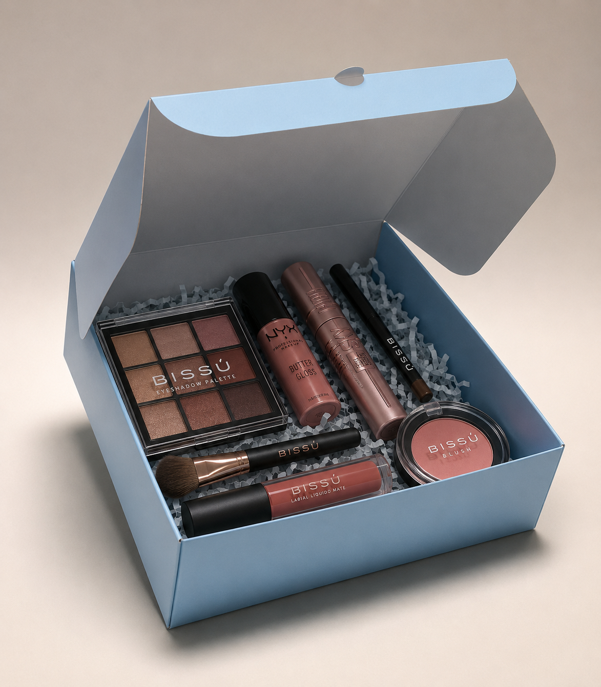 Caja Baul en Cartulina Color Aul de 19x19x7