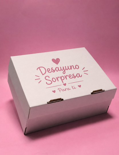 Caja Tapa Plegable en Microcorrugado Blanco Cafe de 26x20x10