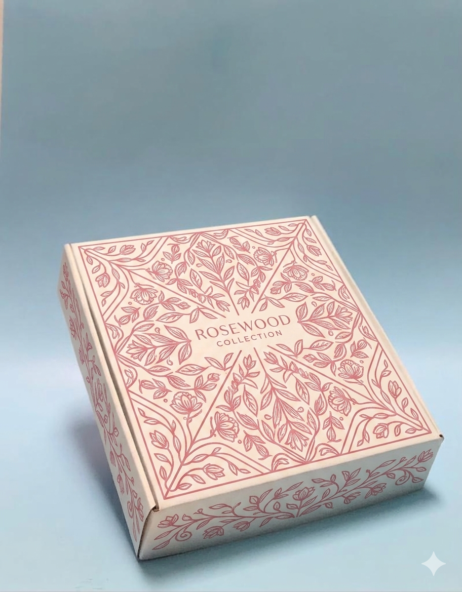 Caja Baul en Microcorrugado Blanco Cafe de 25x25x6