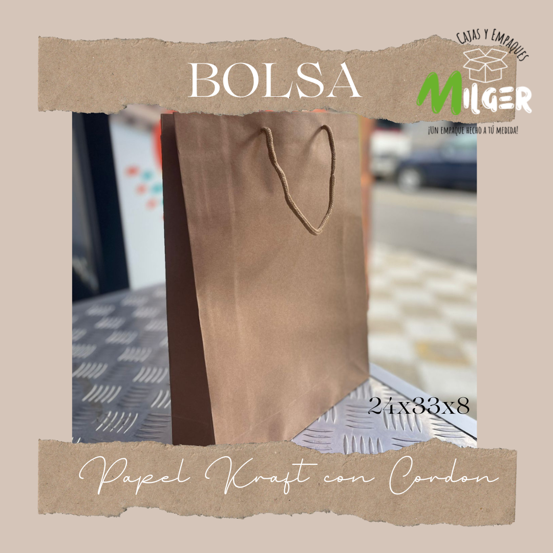 Bolsa de Papel Kraf con Cordon 24x33x8