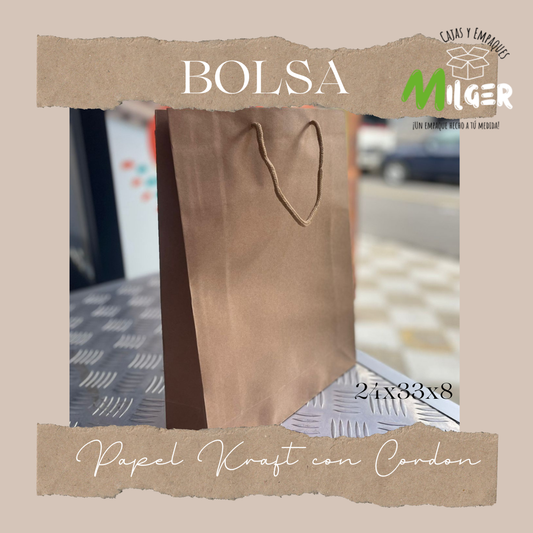 Bolsa de Papel Kraf con Cordon 24x33x8