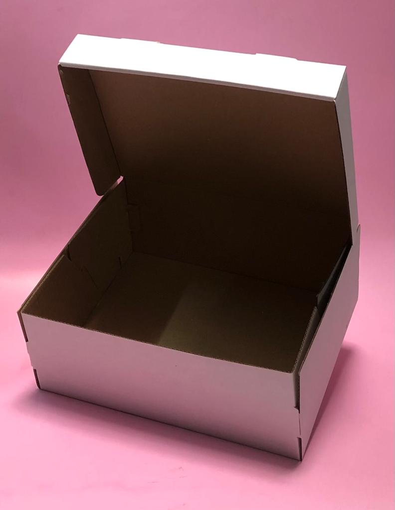 Caja Tapa Plegable en Microcorrugado Blanco Cafe de 26x20x10