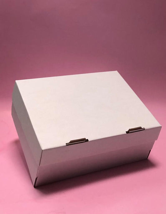 Caja Tapa Plegable en Microcorrugado Blanco Cafe de 26x20x10