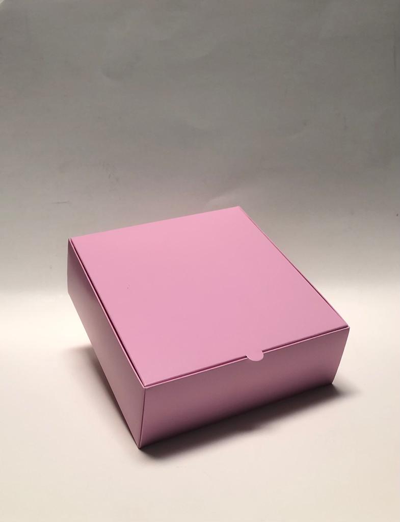 Caja Baul en Cartulina Color Rosada de 19x19x7