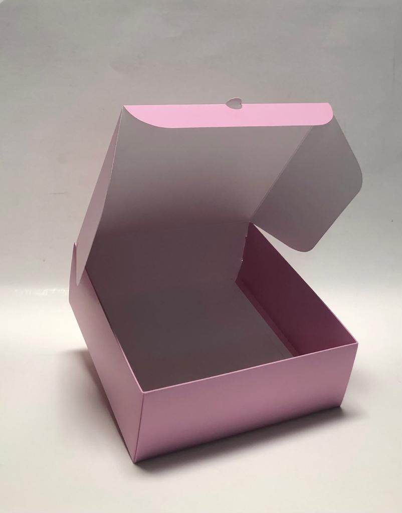 Caja Baul en Cartulina Color Rosada de 19x19x7