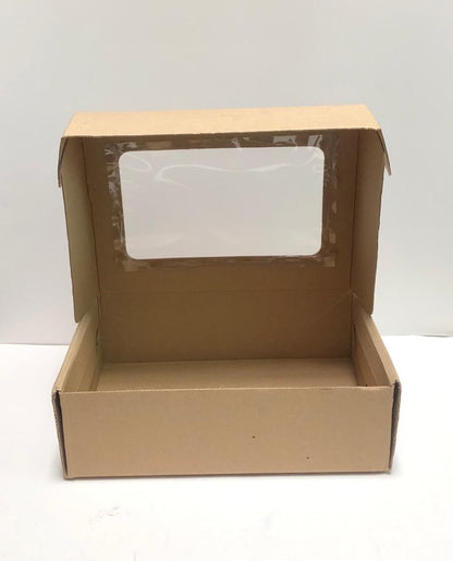 Caja Baul en Microcorrugado Cafe Cafe con Ventana 34x25x10