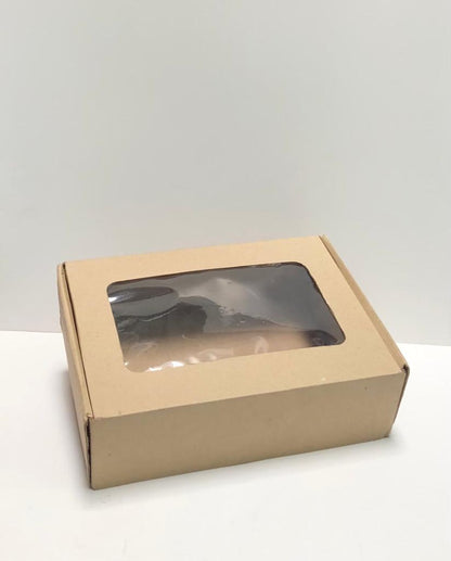 Caja Baul en Microcorrugado Cafe Cafe con Ventana 34x25x10