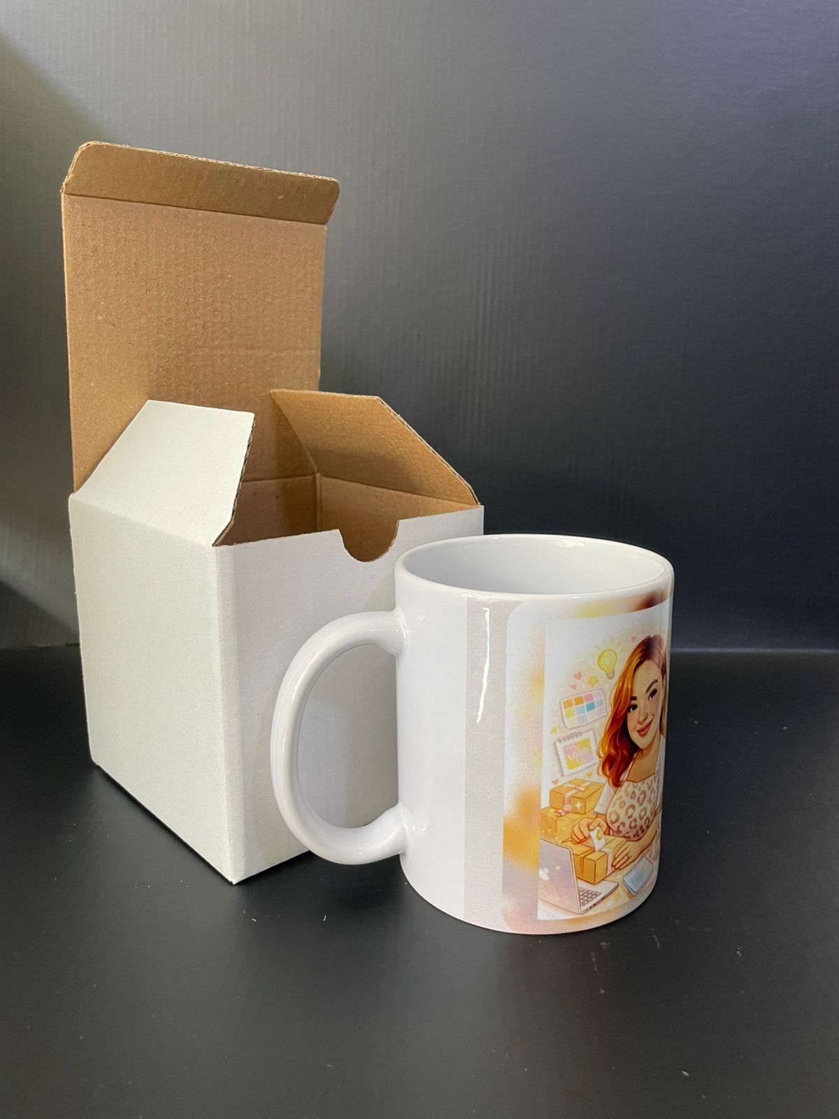 Caja Mug en Microcorrugado Blanco Cafe